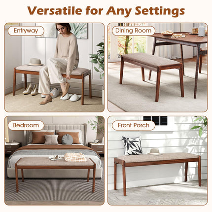 Dreamade 45" Upholstered Entryway Bench with Rubber Wood Legs and Fabric Padded Seat