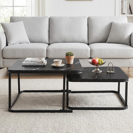 Dreamade Nesting Coffee Table Set of 2 with Metal Frame