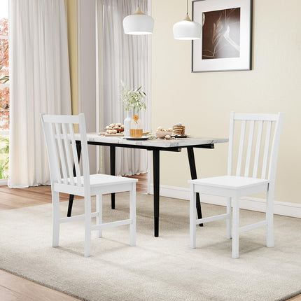 Dreamade Wooden Dining Chairs Set of 2/4-100% Solid Rubber Wood Kitchen Chair with Curved Backrest