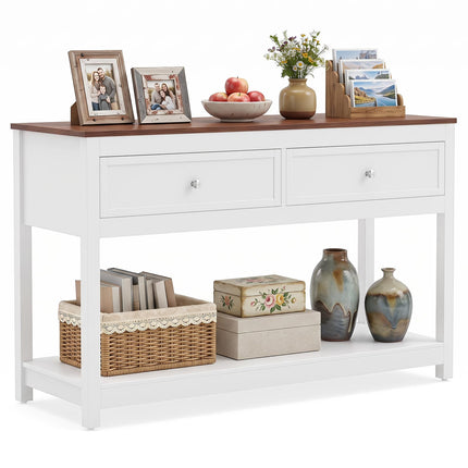 Dreamade 47" Farmhouse Console Table with 2 Drawers Storage
