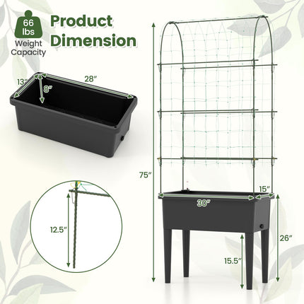 Dreamade Raised Garden Bed with Climbing Trellis, Self-Watering Elevated Planter