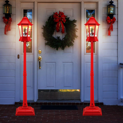 Dreamade 5.3 Ft Christmas Snowy Street Lamp | 2-in-1 Musical Lamp Post & Snow Globe Lantern