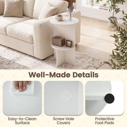Dreamade 2-Tier Round Side Tables with Storage Shelf (1/2)