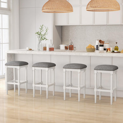 Dreamade Bar Stools Set of 2, 3-Height Adjustable 19"/27"/31" Wood Barstools with Padded Seat