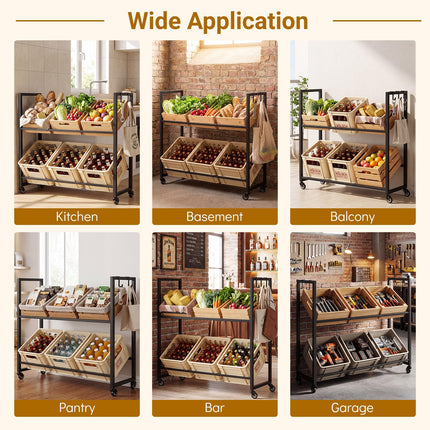 Dreamade 2-Tier Drink Crate Rack with 4 Universal Wheels