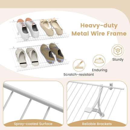Dreamade Wall Mounted 24" Shoe Rack Set of 2 Metal Wire Storage Shelf