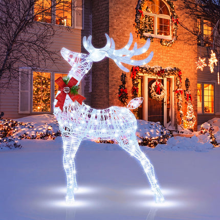 Dreamade Lighted Christmas Reindeer | 4.4 FT Pre-Lit Xmas Holiday Decoration