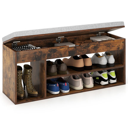 Dreamade 3 Tier Shoe Rack Organizer with Flip Top Storage and Padded Seat Cushion