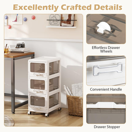 Dreamade 3/4/5-Tier Plastic Drawer Storage Organizer Rolling Cart with Drawers & Lockable Wheels
