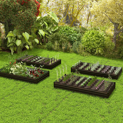 Dreamade 8x4x1ft Metal Raised Garden Bed, Planter Box with Protective Edges