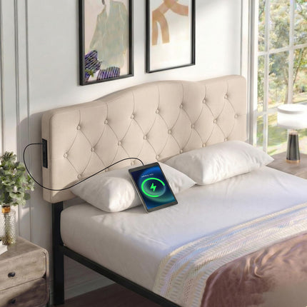 Dreamade Headboard with 2 AC Outlets for Queen & Full Size Bed