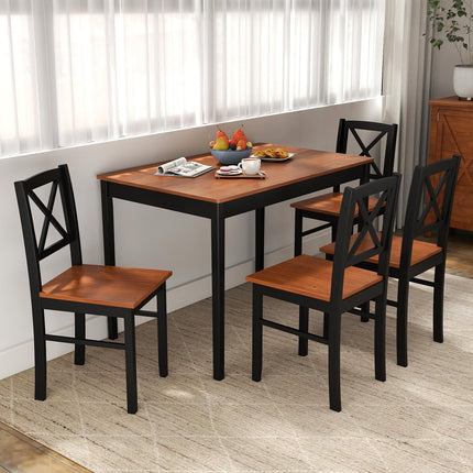 5 Piece Dining Table Set with Rectangular Kitchen Table and 4 Chairs for 4 People-Coffee