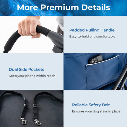 Dreamade Double Dog Stroller - Pet Stroller for 2 Dogs