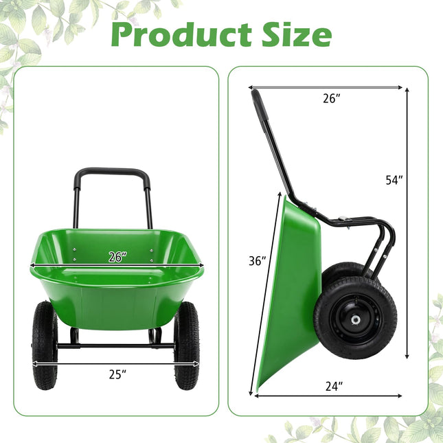 Dreamade Dual-Wheel Garden Cart for Outdoor Yard Lawn Gardening Construction Use