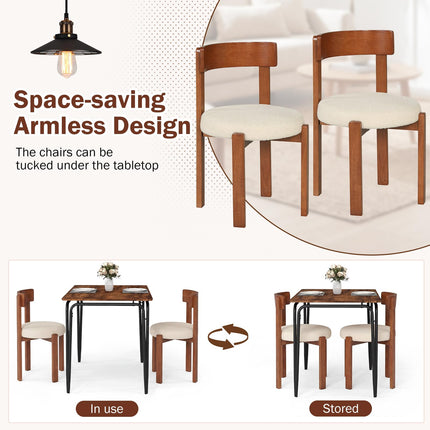 Dreamade Wooden Dining Chairs Set of 2/4 Teddy Fleece Upholstered Boucle Kitchen Chair w/Curved Backrest
