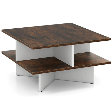 Dreamade Mid Century Modern Center Table with 4 Storage Compartments