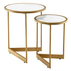 Dreamade Round Nesting Table Set of 2, Modern Marble Texture Coffee Tables