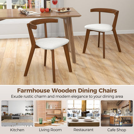 Dreamade Wooden Dining Chairs, Farmhouse Hanging Kitchen Chairs w/Rubber Wood Frame