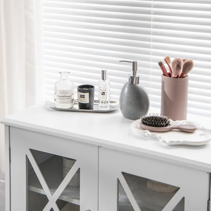 Dreamade Bathroom Floor Storage Cabinet - Linen Floor Cabinet with Doors and Adjustable Shelves