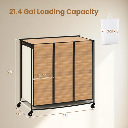 Dreamade Laundry Hamper Sorter 3 Section with Lid