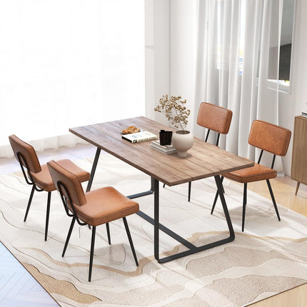 Dreamade PU Leather Dining Chairs Set of 2/4, Upholstered Kitchen Chairs w/Padded Backrest & Seat, Metal Legs