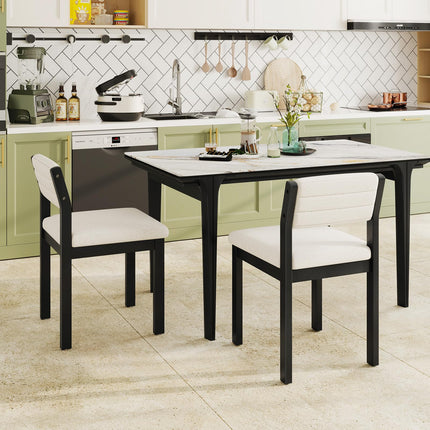 Dreamade Sherpa Kitchen Chairs with Wood Frame & Padded Seat