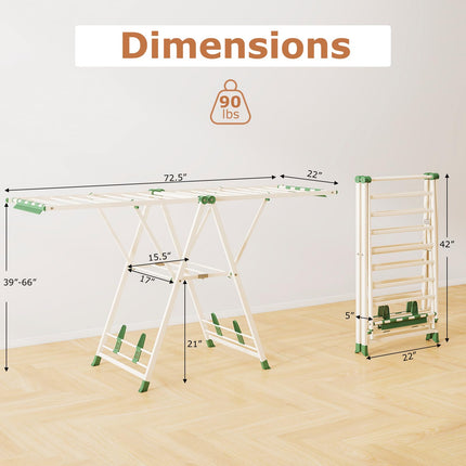 Dreamade 72.5 Inches Clothes Drying Rack with Height Adjustable Wings