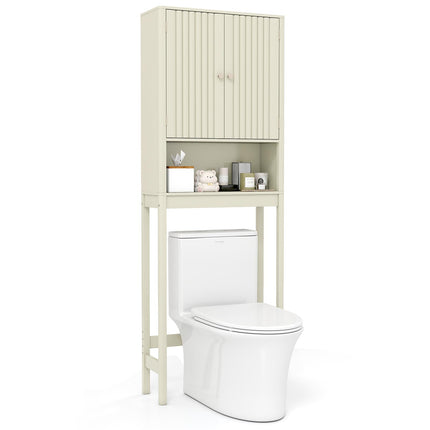 Dreamade Over The Toilet Storage Cabinet with Fluted Doors
