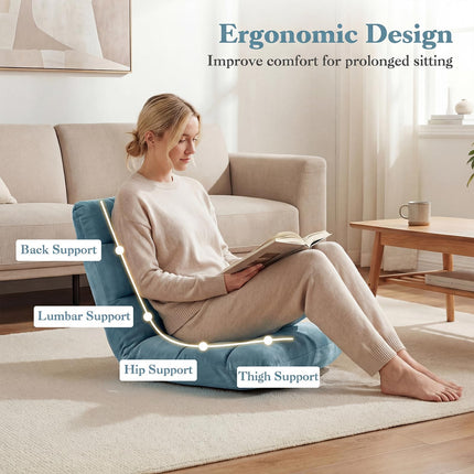 Dreamade Folding Floor Chair with Back Support & 14 Adjustable Position