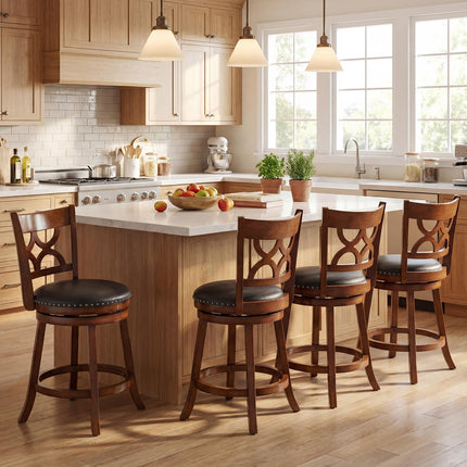Dreamade Swivel Bar Stools Set of 2/4 with Upholstered Seat