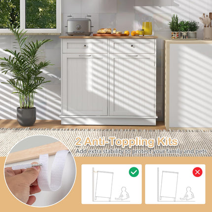 Dreamade Kitchen Trash Cabinet, Kitchen Island with Tilt Out Garbage Bin