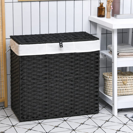 Dreamade Laundry Hamper w/Wheels, 3 Section Hamper 125L w/2 Removable Liner Bags