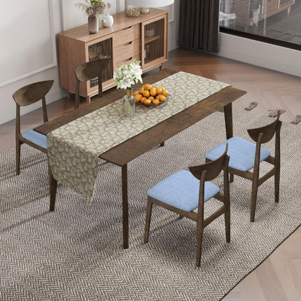 Dreamade Wooden Dining Chairs Set of 2/4 Linen Fabric Upholstered Kitchen Chairs