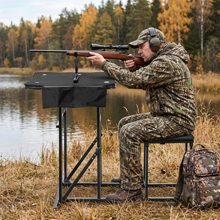 DREAMADE Foldable Shooting Bench, Portable Table, Padded Seat & Gun Rest