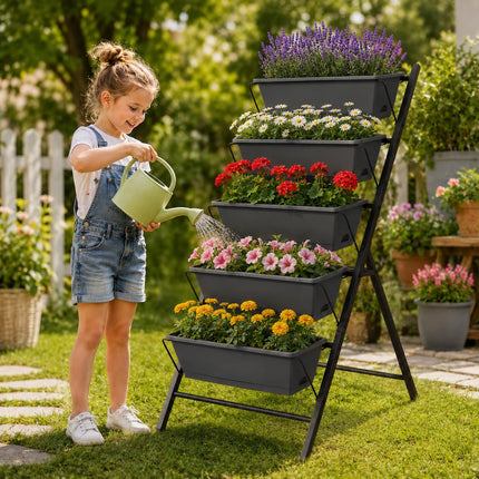 Dreamade 5-Tier Vertical Garden Planter Set 1/2 Raised Garden Bed w/Drainage