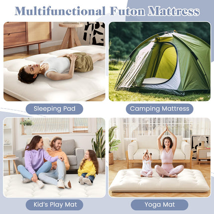 Dreamade Japanese Floor Mattress Futon Mattress, Roll Up Mattress Tatami Mat with Washable Cover and Carry Bag