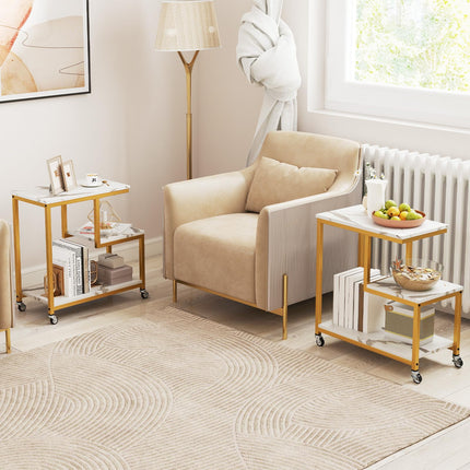 Dreamade 3 Tier Side Table with Wheels for Living Room Bedroom Office