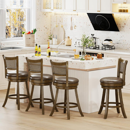 Dreamade 25" Swivel Bar Stools Set of 2/4 with Footrest & Rubber Wood Frame