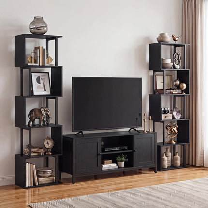 Dreamade 5-Tier S-Shaped Wood Bookcase w/Metal Frame (1/2)