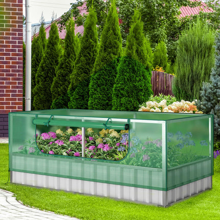 Dreamade 69”x36”x28” Raised Garden Bed with Cover, 16.5 Cu.Ft Galvanized Steel Planter Box Kit