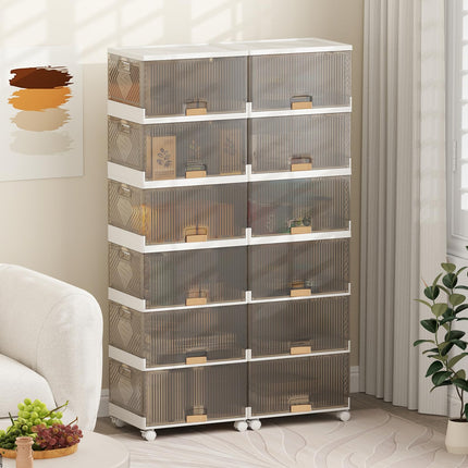 Dreamade 5 Tier Stackable Storage Bins with Lids 22.5 Gal Foldable Shoe Storage Box