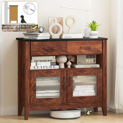 Dreamade Sideboard Buffet Cabinet, Coffee Bar Cabinet with 2 Drawers