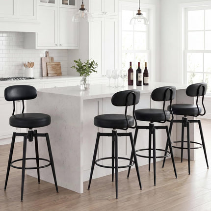 Dreamade Swivel Barstools Set of 2/4 Faux Leather 31 Inch Bar Height Stools w/Upholstered Seat & Back
