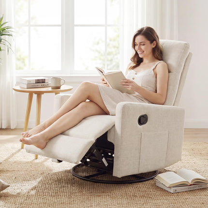 Dreamade 360° Nursery Recliner Chair with Adjustable Cushioned Back