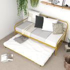 Dreamade Twin Daybed with Trundle Gold, Metal Day Bed with Convenient Pull-Out Trundle Bed
