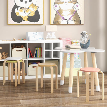 Dreamade Bentwood Stackable Stools Set of 4, 18" Round Stacking Backless Nesting Stools