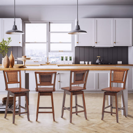 Dreamade 24.5 Inch Counter Height Bar Stool with Rattan Back