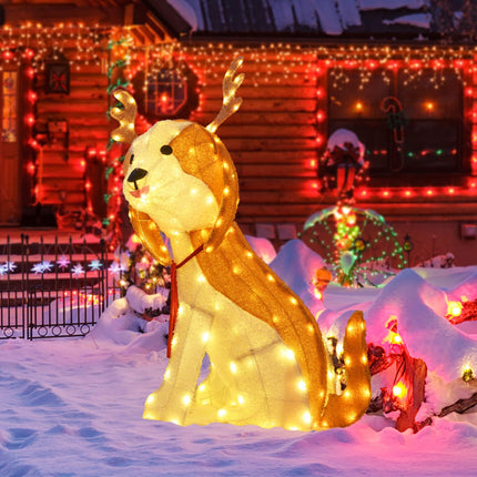 Dreamade Lighted Christmas Dog, Indoor Outdoor Puppy Decoration w/LED Lights