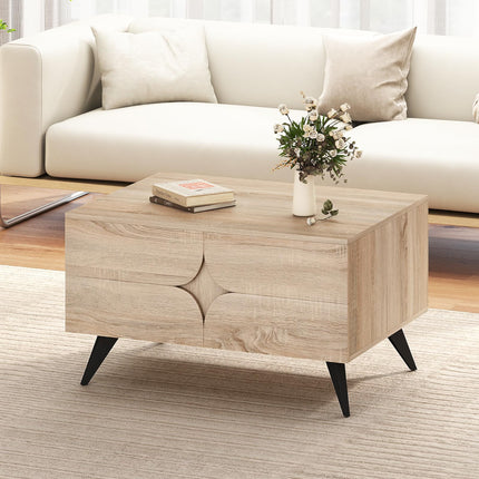 Dreamade Farmhouse Accent Modern Coffee Table with Storage for Living Room Bedroom