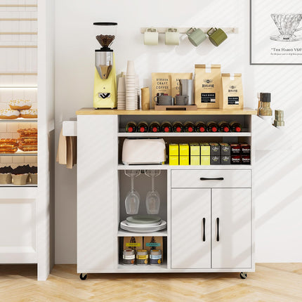 Dreamade Rolling Kitchen Island Cart w/Drop Leaf